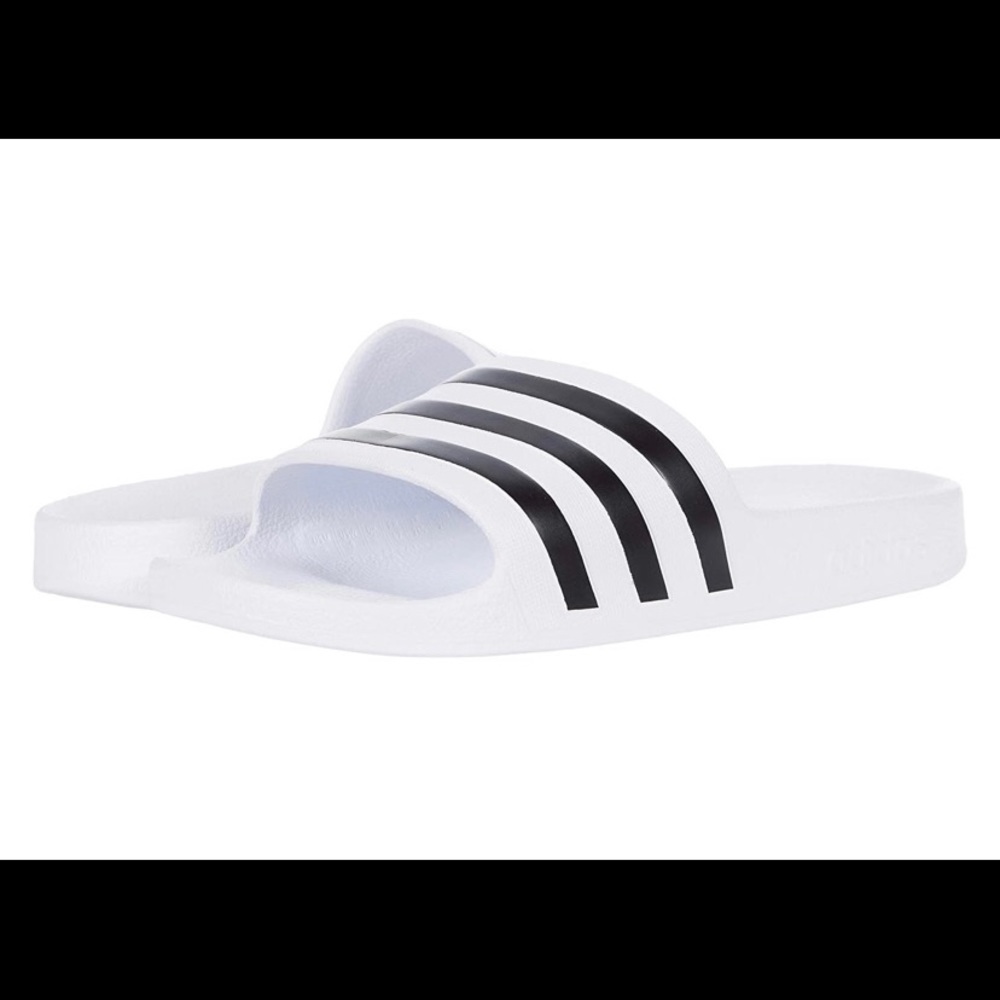 NIB adidas Adilette Slides Men’s 9 / Women’s 10 White & Black